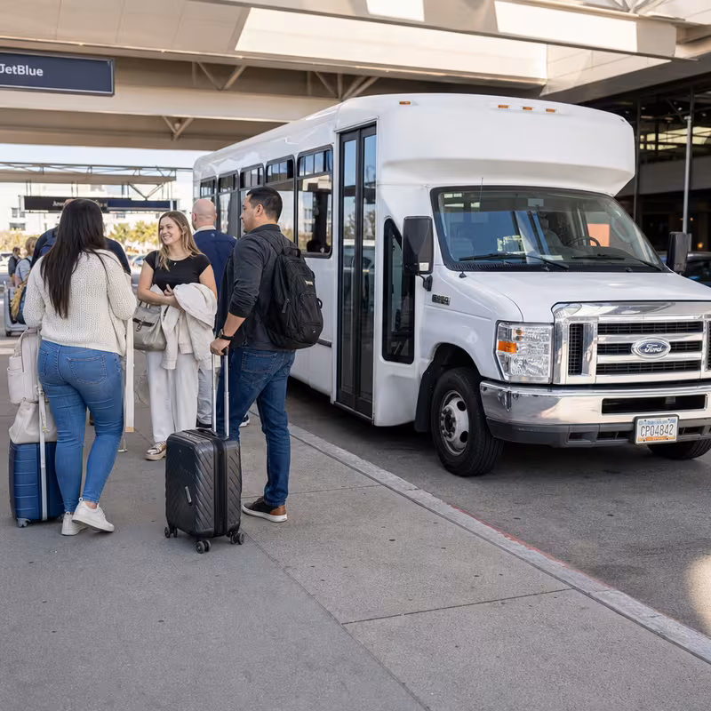 Black Mercedes Sprinter van staged for an Glendale Airport Transportation group