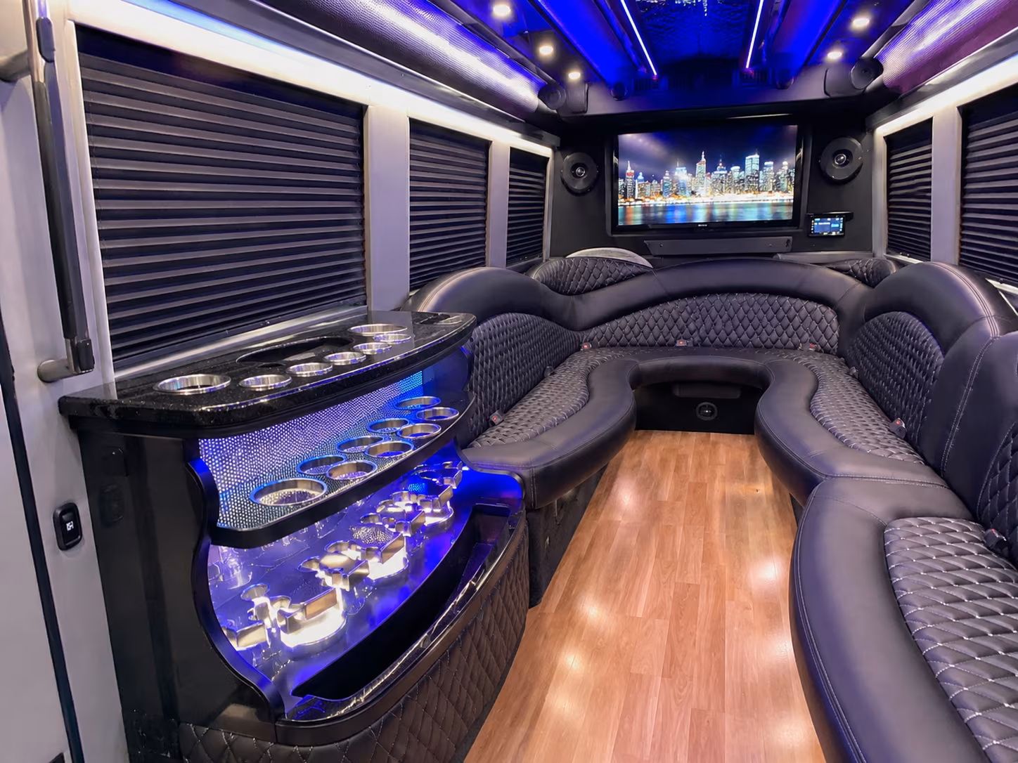Glendale Birthday, Sweet 16, & Quinceañera Transportation party bus interior