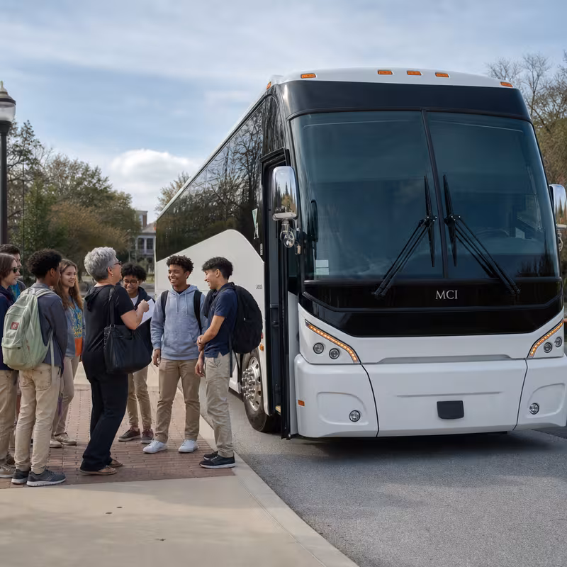Black Mercedes Sprinter van staged for an Glendale School Transportation group